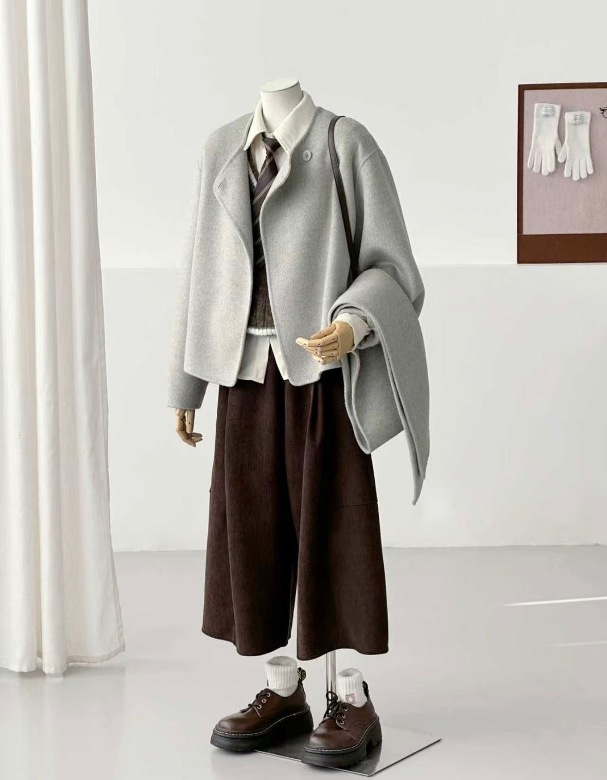 Vela Doublel-Faced Wool Coat with Scarf - 100% Natural Fabrics