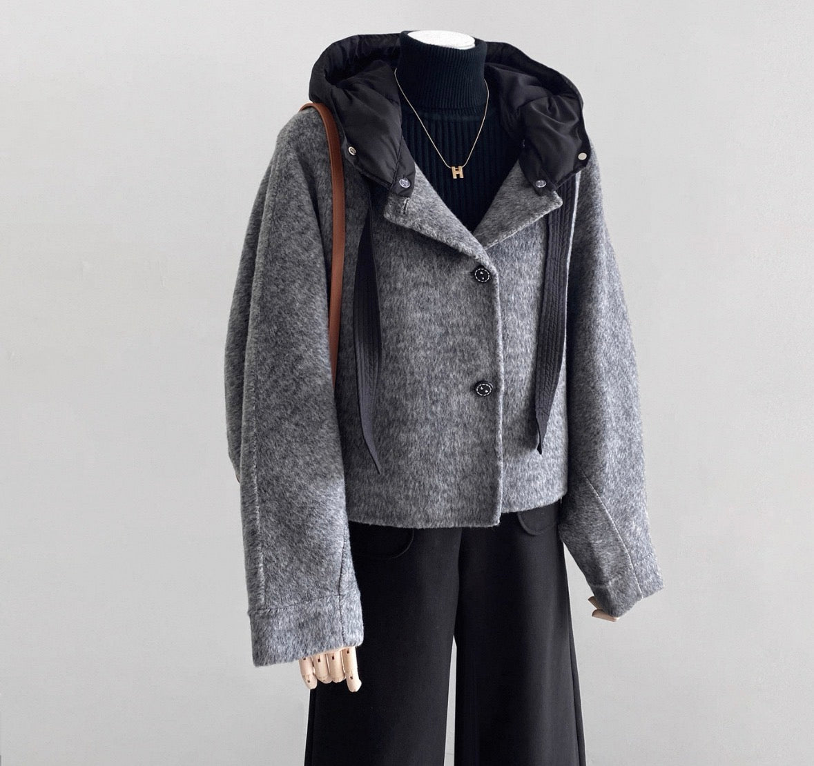 Nora Detachable Hood Wool Jacket