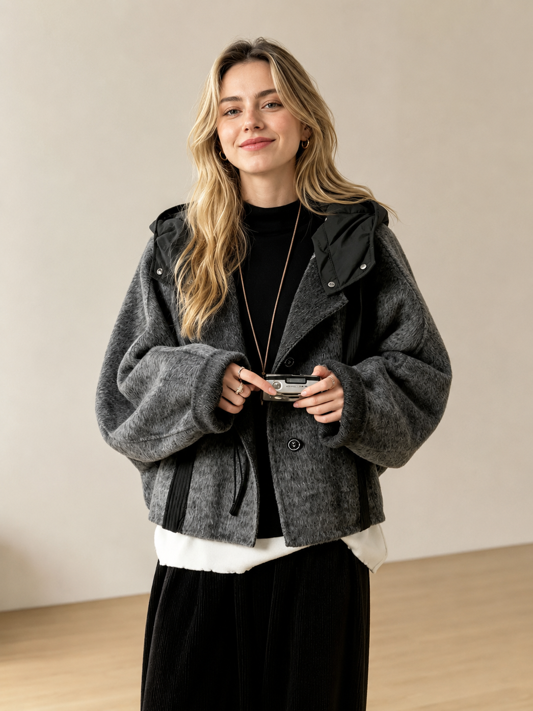 Nora Double-Faced Hooded Wool Jacket