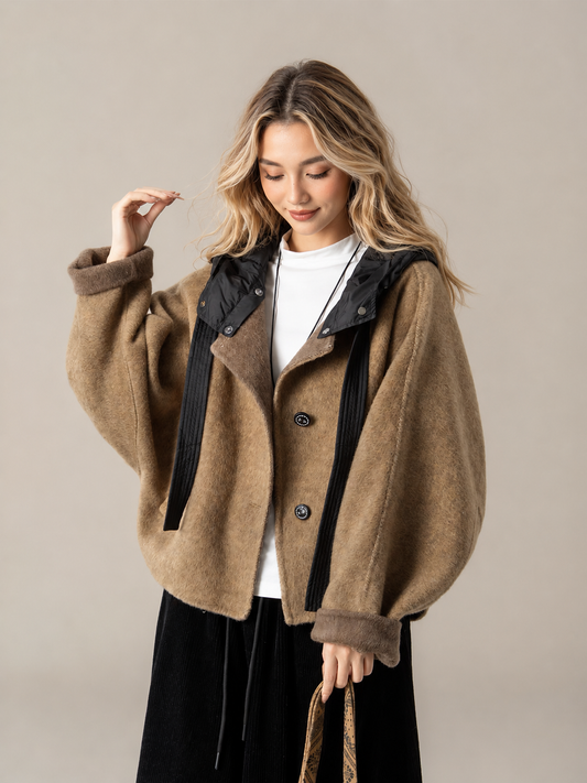 Nora Detachable Hood Wool Jacket