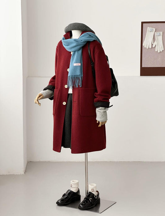 Noir Reversible Hooded Wool Coat
