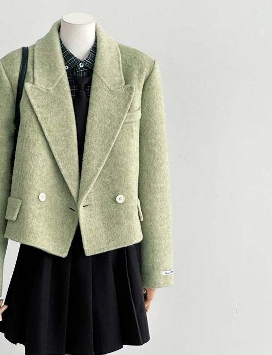 Veyra Double-Faced Short Women Blazer - Green