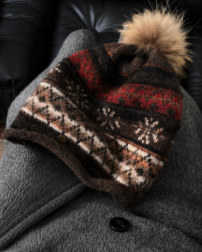 Alpine Fair Isle Knit Pom-Pom Beanie