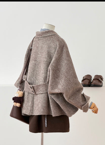 Elara Batwing Relaxed Fit Wool Jacket