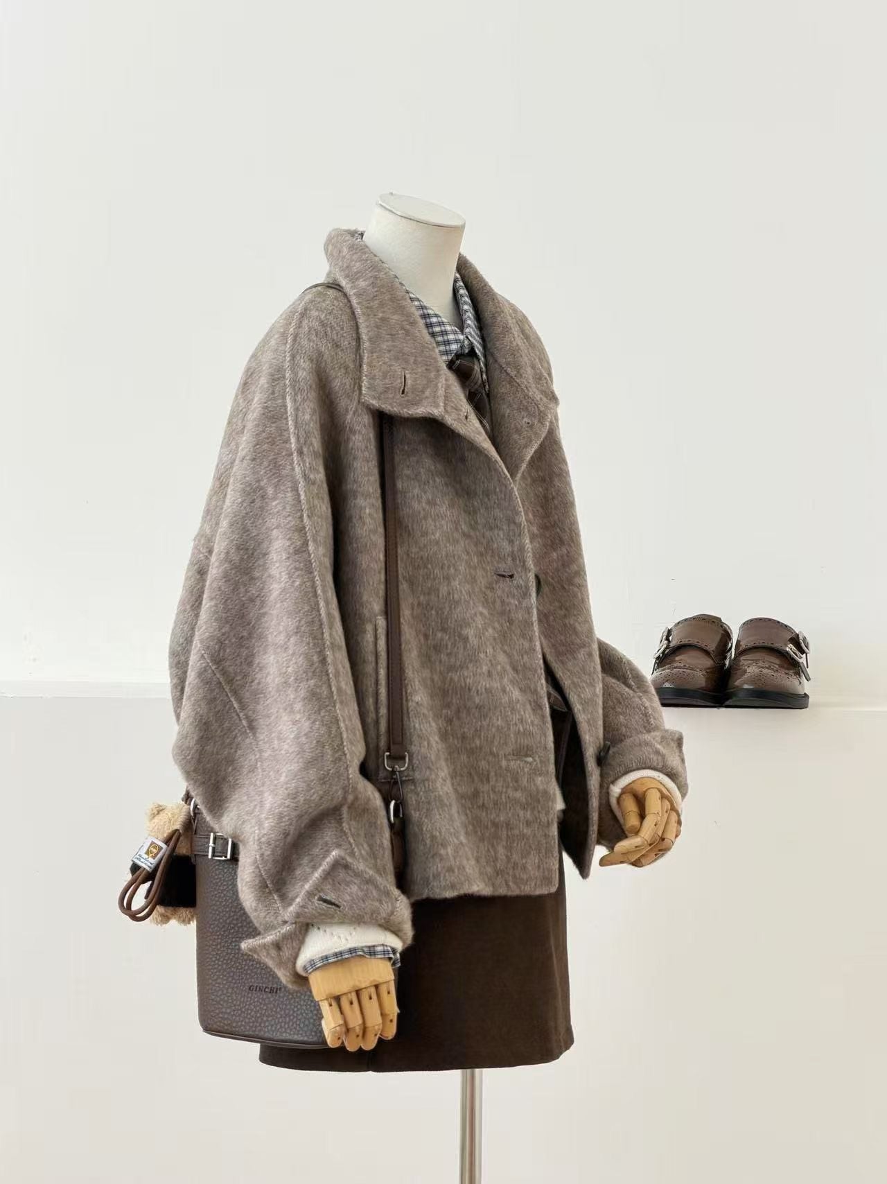Elara Batwing Relaxed Fit Wool Jacket