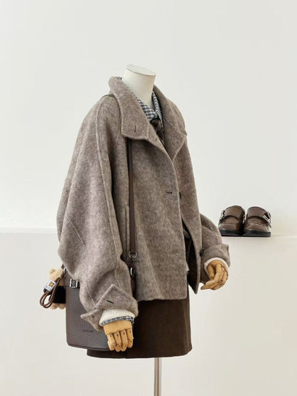 Elara Batwing Relaxed Fit Wool Jacket