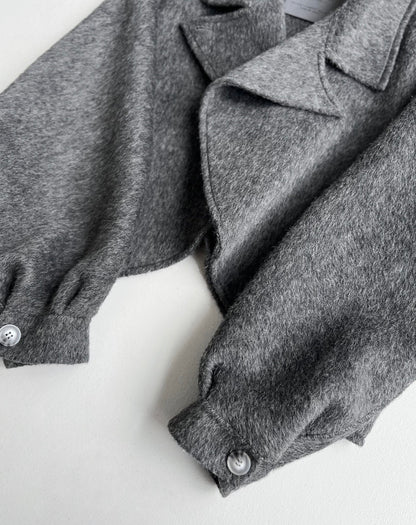 Floral 100% Wool Ruffle Cropped Jacket