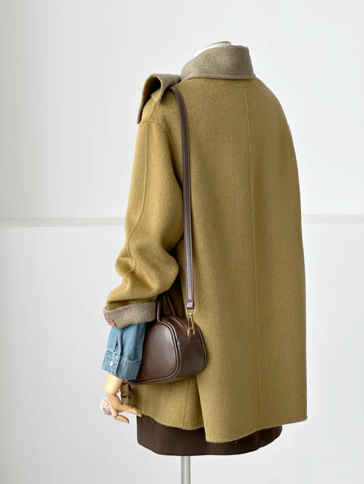 3 Colors - Jade Reversible Wool Coat with Built-In Scarf