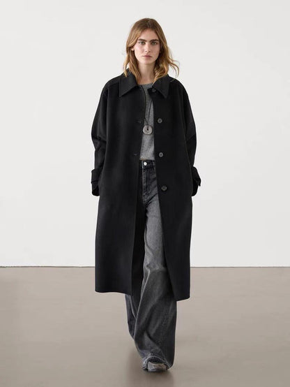 3 Sizes - Liz Longline Wool Coat - Black