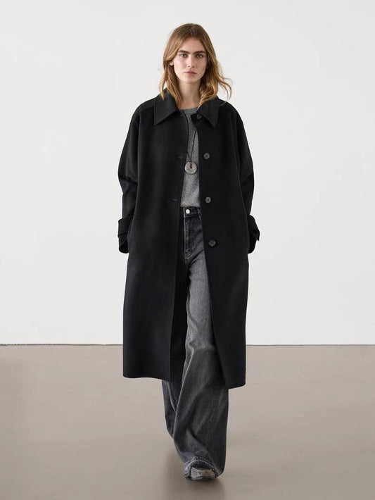 3 Sizes - Liz Longline Wool Coat - Black