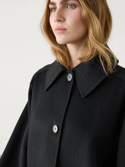 3 Sizes - Liz Longline Wool Coat - Black