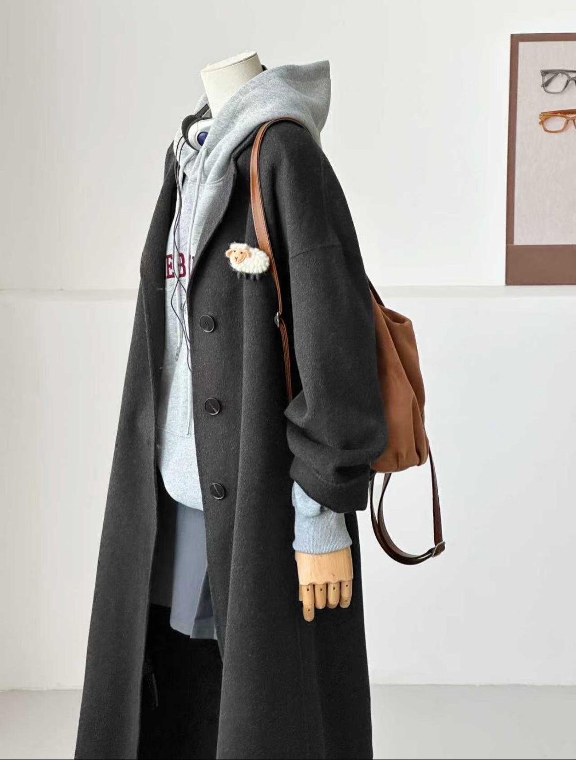3 Sizes - Solin Black Longline Trench Coat