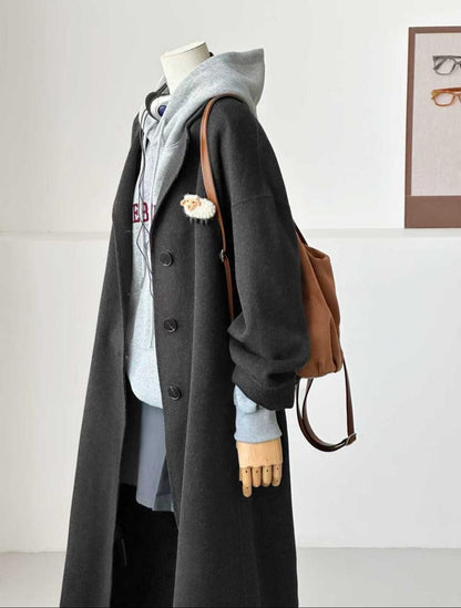 3 Sizes - Solin Black Longline Trench Coat