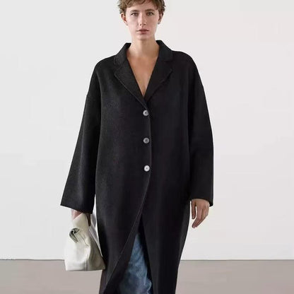 3 Sizes - Solin Black Longline Trench Coat