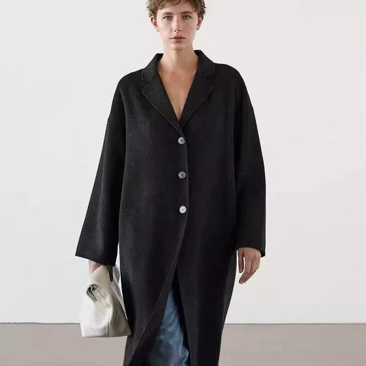 3 Sizes - Solin Black Longline Trench Coat