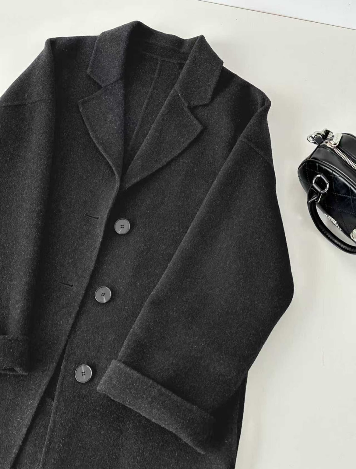 3 Sizes - Solin Black Longline Trench Coat