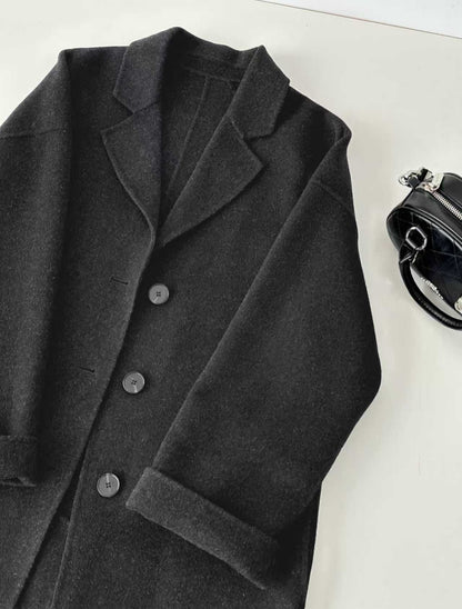 3 Sizes - Solin Black Longline Trench Coat