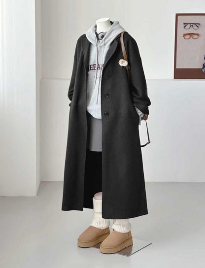 3 Sizes - Solin Black Longline Trench Coat