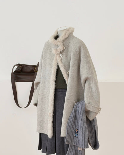 Elowen Fur-Trim Wool Coat
