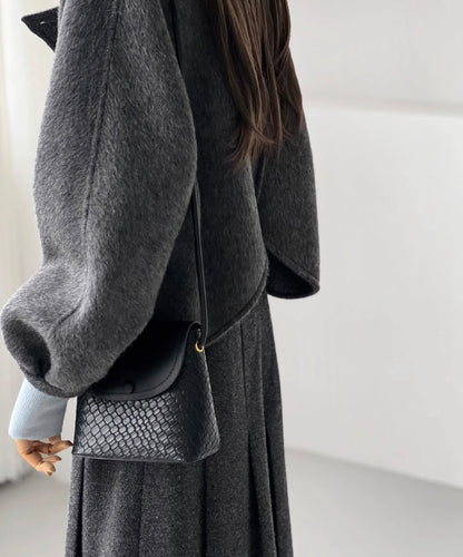 Floral 100% Wool Ruffle Cropped Jacket