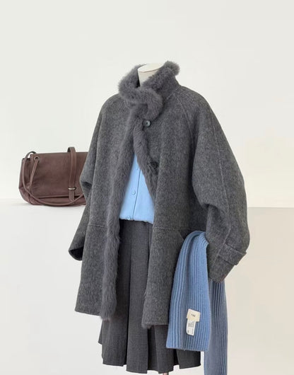 Elowen Fur-Trim Wool Coat