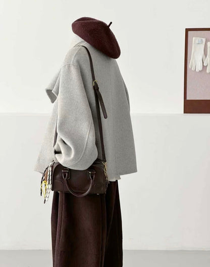 Vela Doublel-Faced Wool Coat with Scarf - 100% Natural Fabrics