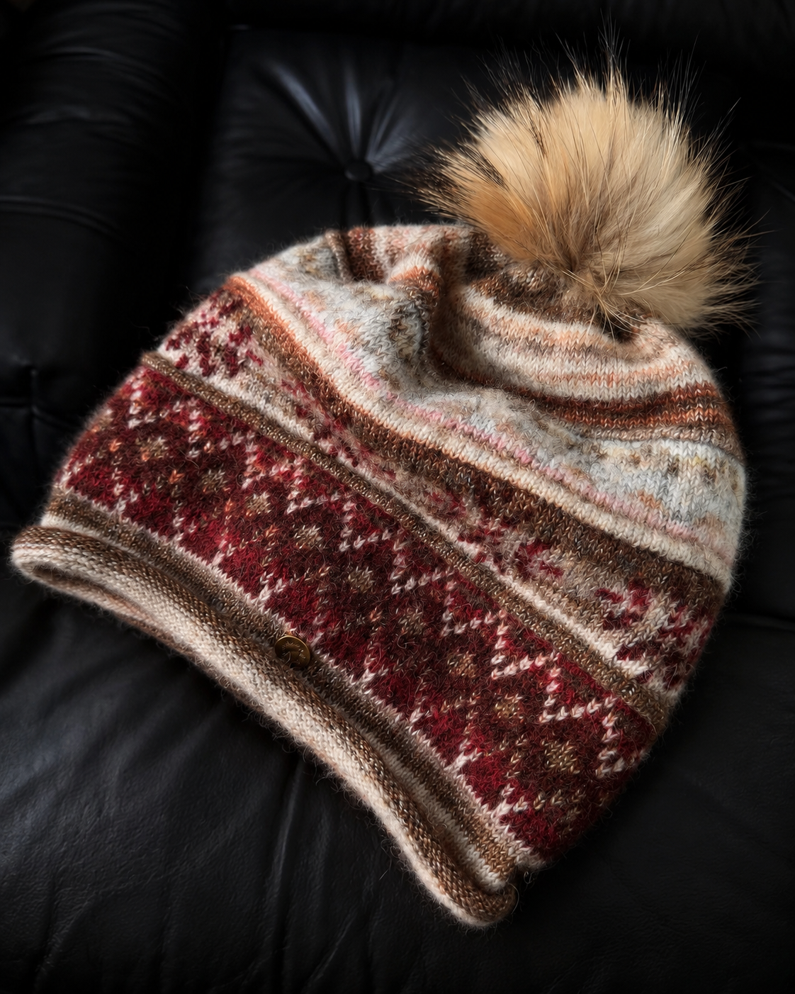 Alpine Fair Isle Knit Pom-Pom Beanie