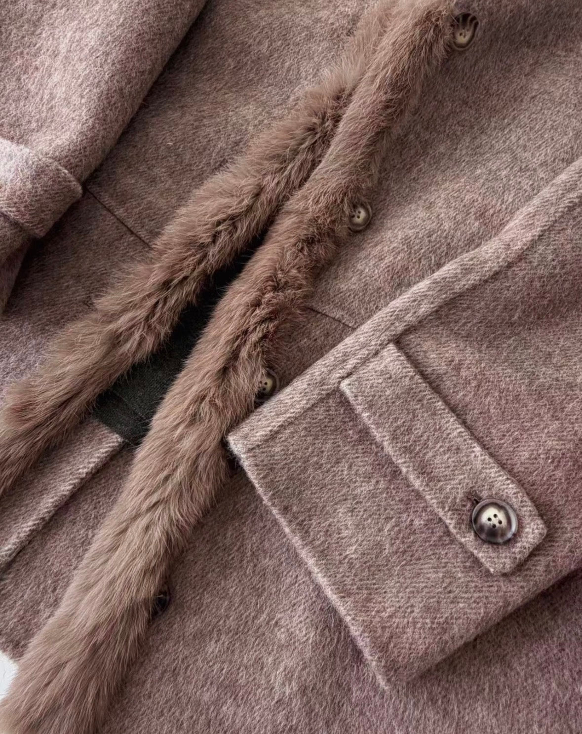 Elowen Fur-Trim Wool Coat