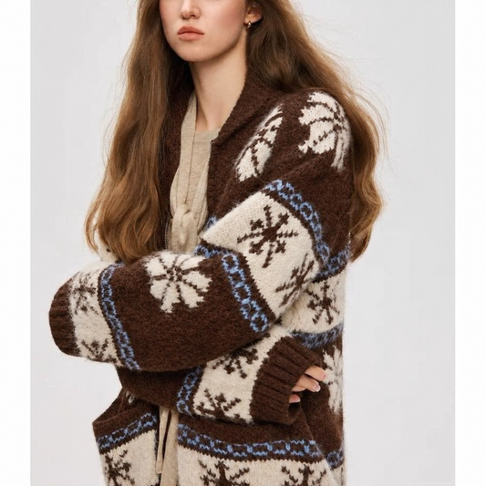 Nordic Fair Isle Knit Cardigan - Wool & Alpaca Blend