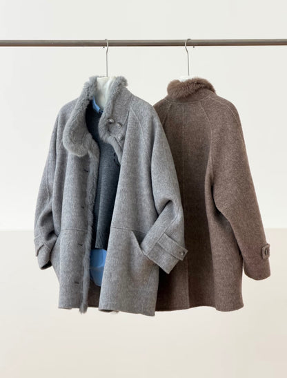 Elowen Fur-Trim Wool Coat