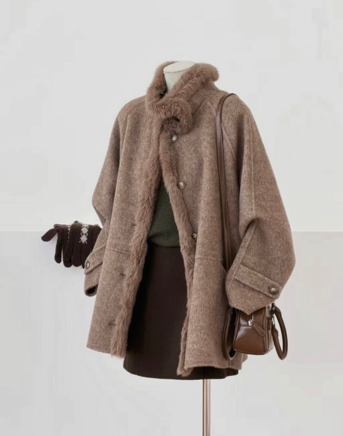 Elowen Fur-Trim Wool Coat