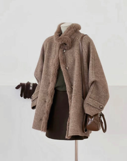 Elowen Fur-Trim Wool Coat