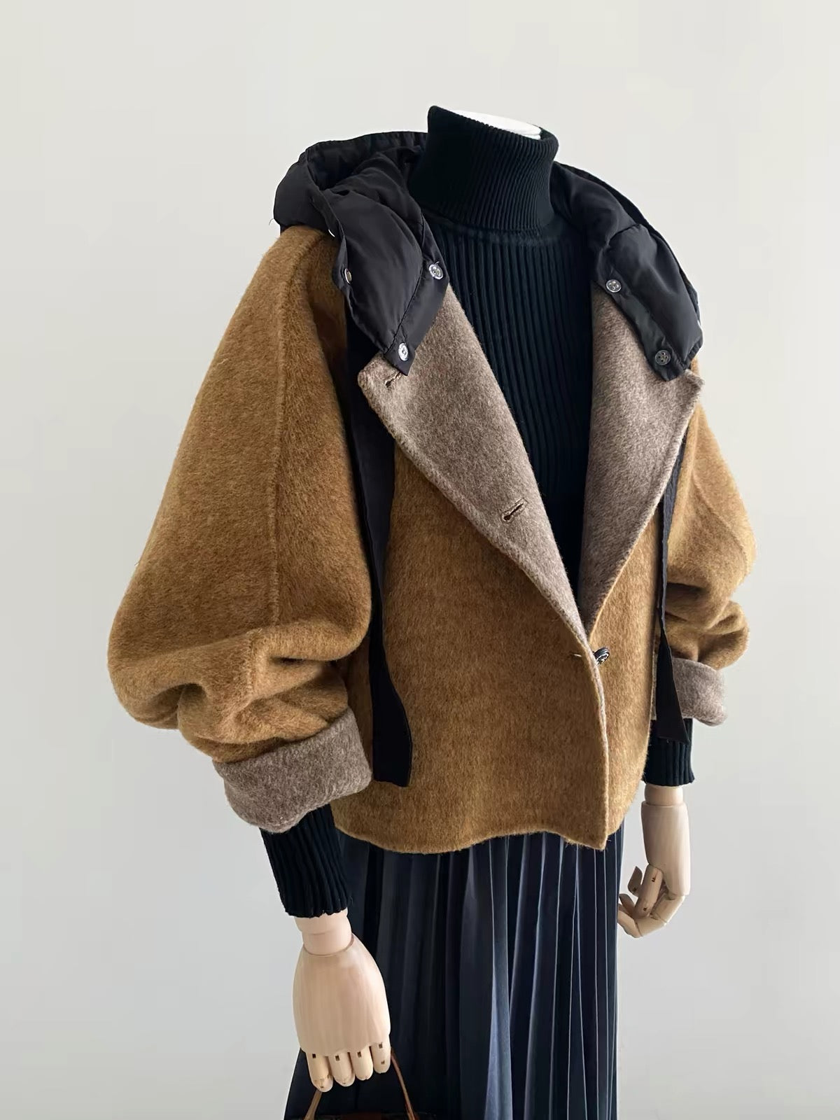 Nora Detachable Hood Wool Jacket