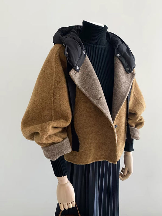 Nora Detachable Hood Wool Jacket