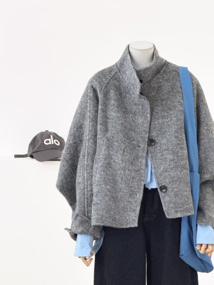 Elara Batwing Relaxed Fit Wool Jacket