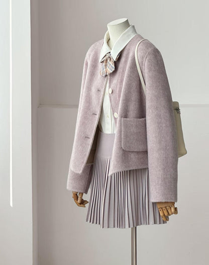 Aria Reversible Wool Short Cardigan - Lavender