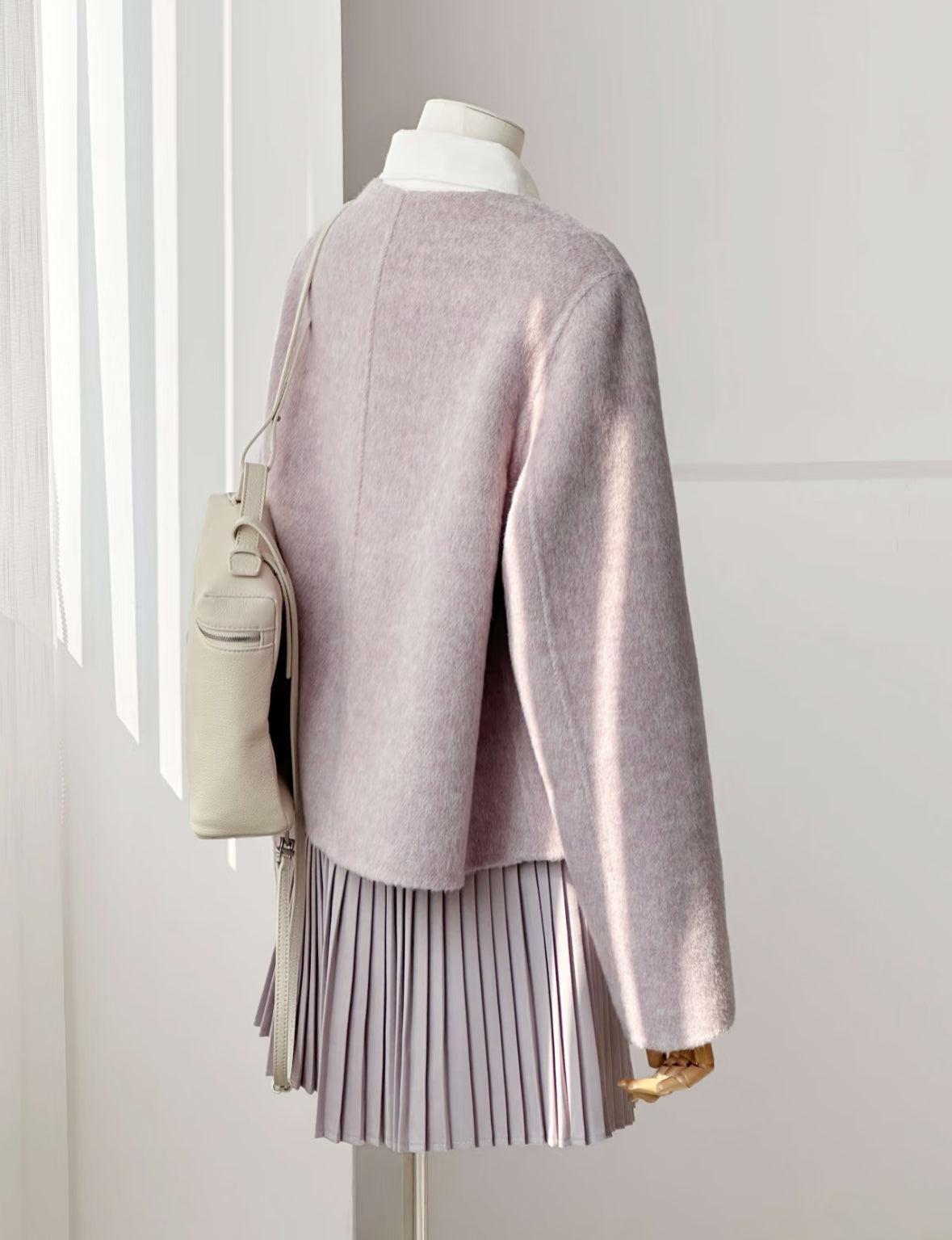 Aria Reversible Wool Short Cardigan - Lavender
