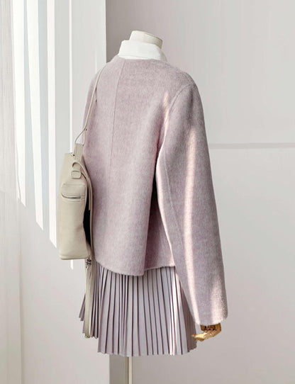 Aria Reversible Wool Short Cardigan - Lavender