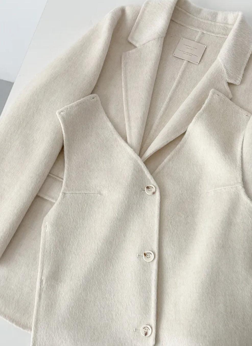Avery Layered 100% Wool Blazer with Detachable Vest- 2 Colors