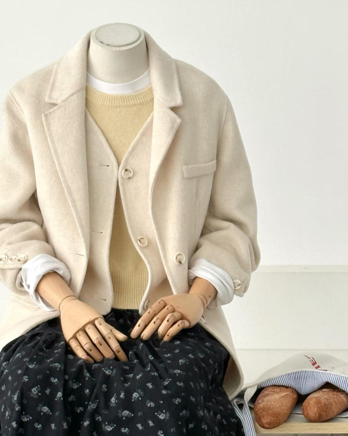 Avery Layered 100% Wool Blazer with Detachable Vest- 2 Colors