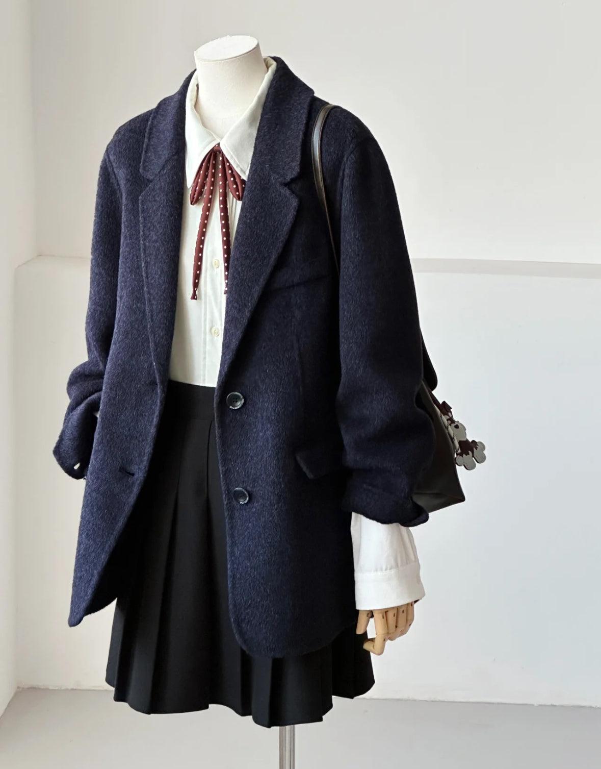 Avery Layered 100% Wool Blazer with Detachable Vest- 2 Colors