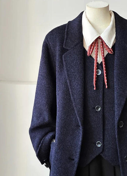 Avery Layered 100% Wool Blazer with Detachable Vest- 2 Colors