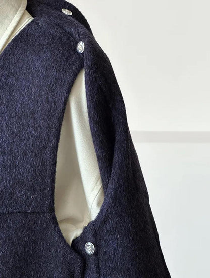 Avery Layered 100% Wool Blazer with Detachable Vest- 2 Colors