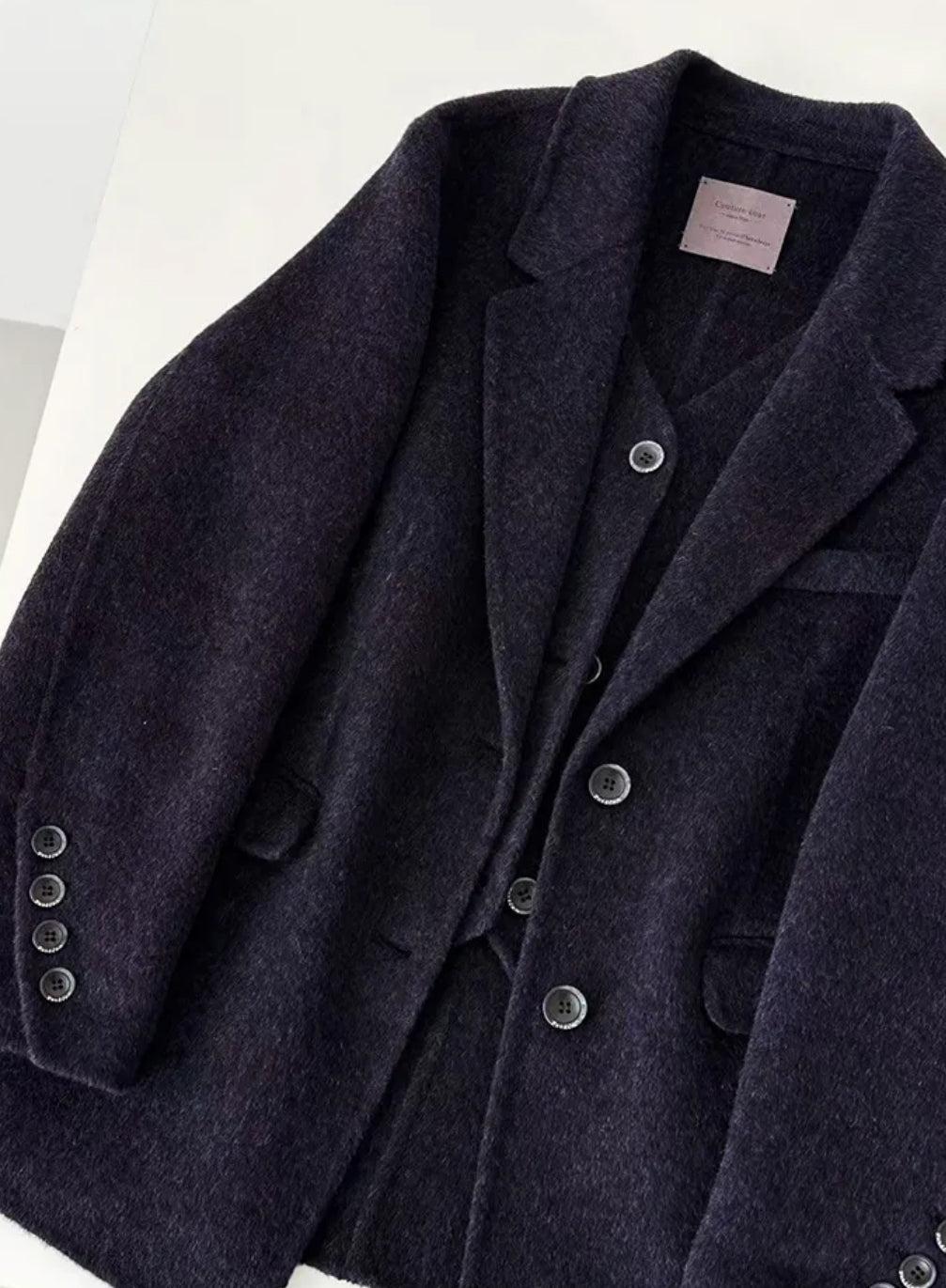 Avery Layered 100% Wool Blazer with Detachable Vest- 2 Colors