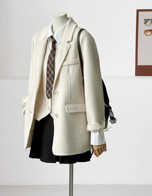 Avery Layered 100% Wool Blazer with Detachable Vest- 2 Colors