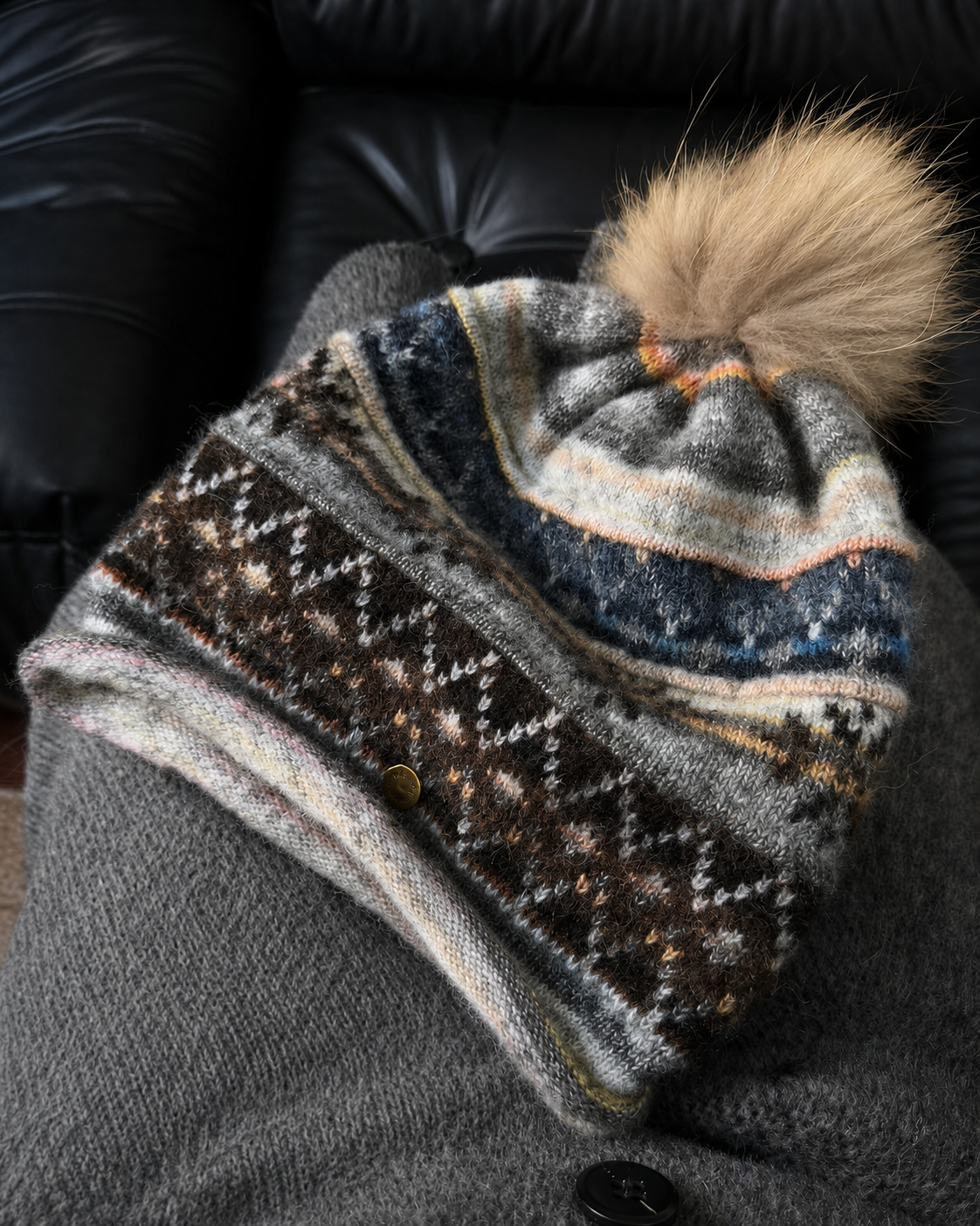 Alpine Fair Isle Knit Pom-Pom Beanie