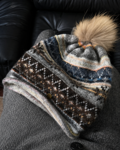 Alpine Fair Isle Knit Pom-Pom Beanie