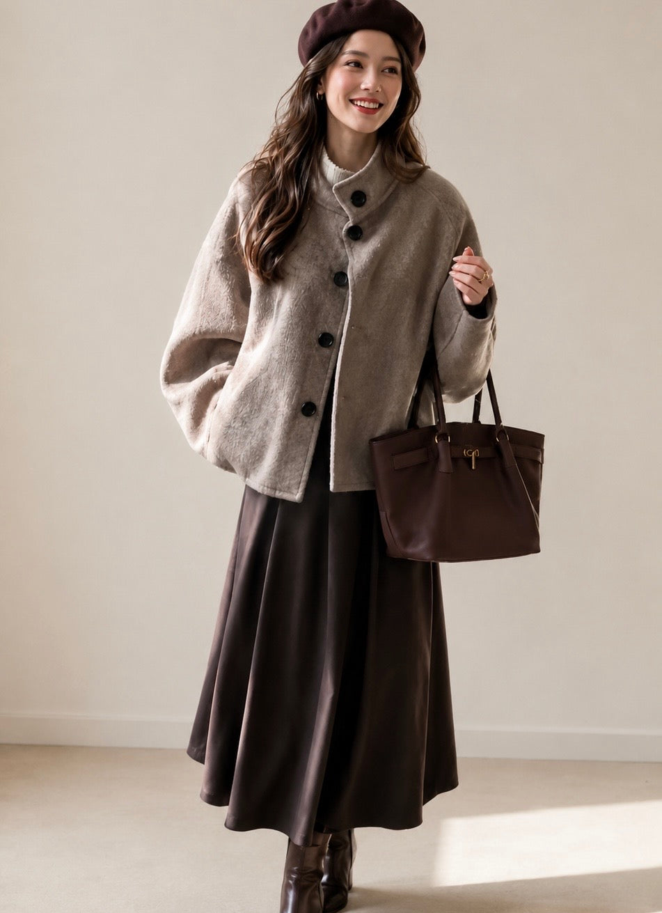 Elara Batwing Relaxed Fit Wool Jacket