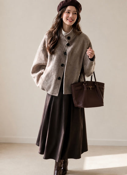 Elara Batwing Relaxed Fit Wool Jacket