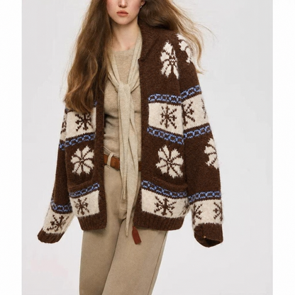 Nordic Fair Isle Knit Cardigan - Wool & Alpaca Blend